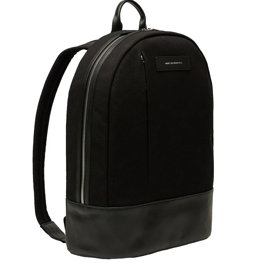 WANT LES ESSENTIELS Mens Black Kastrup Organic Cotton Canvas Backpack $575